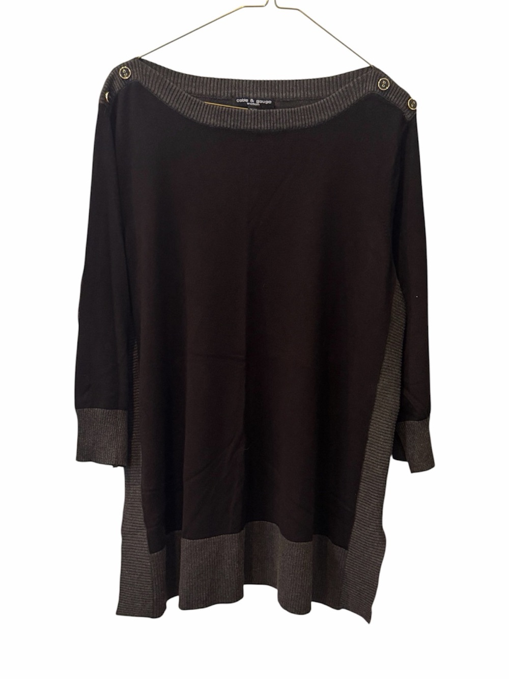 Cable & Gauge Black Sweater with Gray Ribbed Neckline